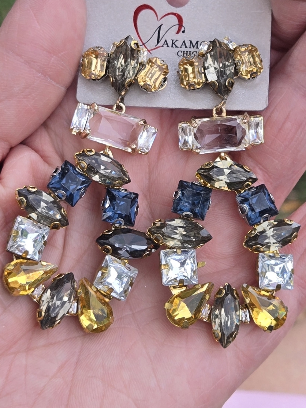 Nakamol Multicolor Crystal Hoop Drop Earrings - Gold Tone